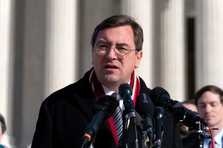 Tennessee Attorney General Jonathan Skrmetti talks to reporters outside of the Supreme Court, Wednesday, Dec. 4, 2024, in Washington.