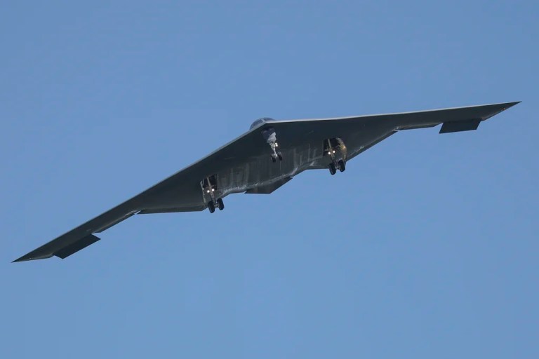 A B-2 bomber arrives at Whiteman Air Force Base in Missouri, Sunday, June 22, 2025.