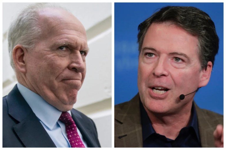 Former CIA Director John Brennan and former FBI Director James Comey.