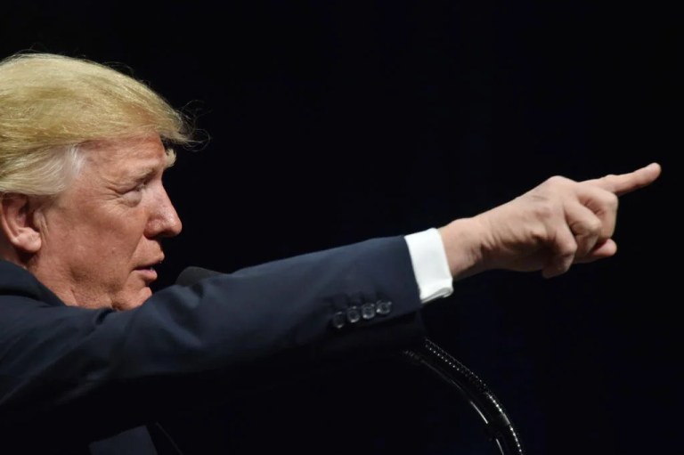 President Donald Trump speaks at the FBI National Academy graduation ceremony on December 15, 2017 in Quantico, Virginia. (Photo by Nicholas Kamm / AFP) (Photo by NICHOLAS KAMM/AFP via Getty Images)