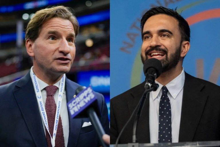 Former congressman Dean Phillips, left, and Democratic mayoral candidate for New York City Zohran Mamdani, right.