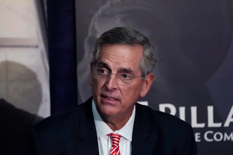 Georgia Secretary of State Brad Raffensperger participates during an election forum, Thursday, Sept. 19, 2024, in Ann Arbor, Michigan.