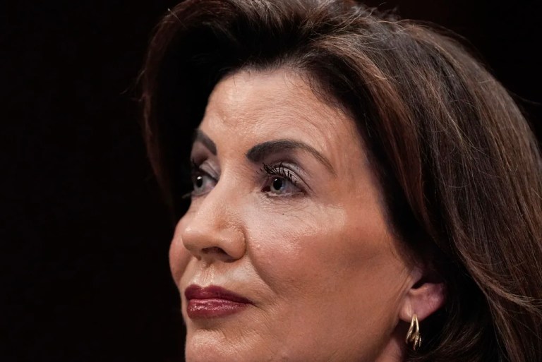 New York Gov. Kathy Hochul (D) speaks during a House Committee on Oversight and Government Reform hearing, Thursday, June 12, 2025, at the U.S. Capitol in Washington.