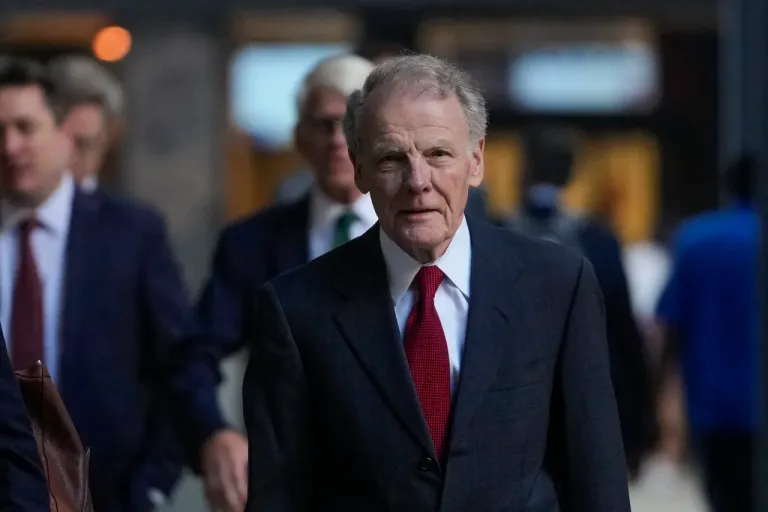 Former Illinois House Speaker Michael Madigan arrives at federal court where he is on trial for charges in a multimillion-dollar racketeering and bribery scheme, Oct. 21, 2024, in Chicago.