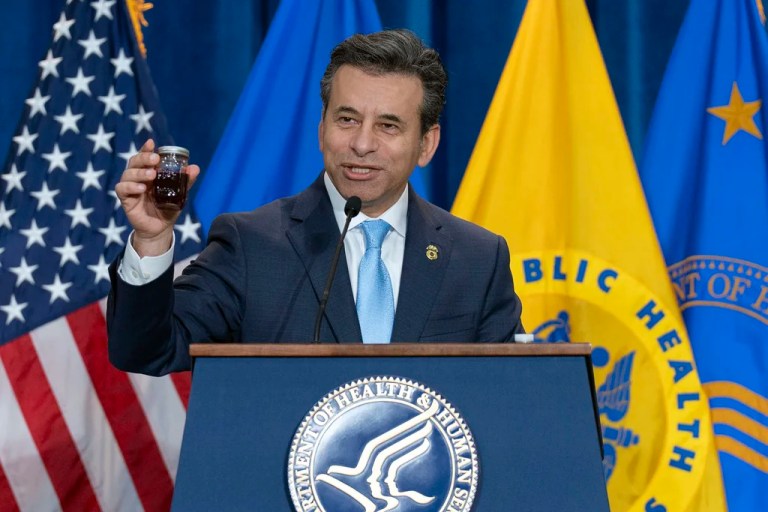 Food and Drug Administration (FDA) commissioner Marty Makary speaks during a news conference at the Hubert Humphrey Building Auditorium in Washington, April 22, 2025.