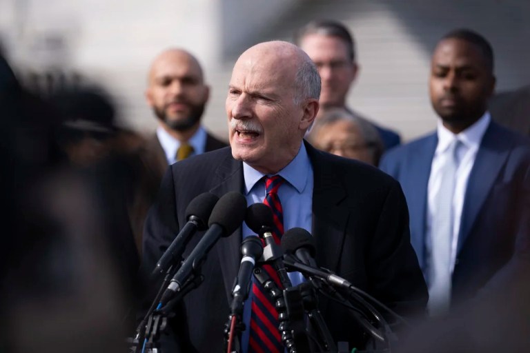 D.C. Council Chairman Phil Mendelson speaks at a news conference to address the proposed continuing resolution and its impacts, on Capitol Hill in Washington, Monday, March 10, 2025. (AP Photo/Ben Curtis)