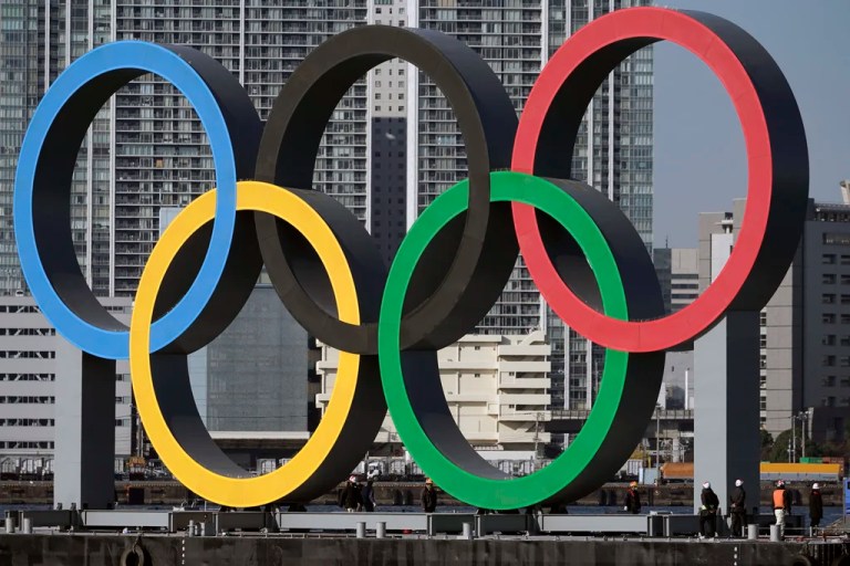 The Olympic rings in Tokyo.