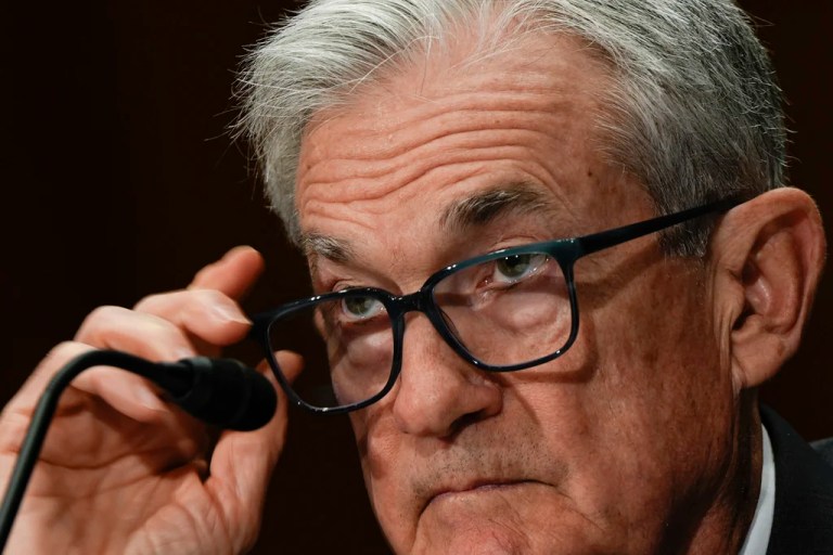 Federal Reserve Board Chairman Jerome Powell listens during a Senate Committee on Banking hearing, June 25, 2025, on Capitol Hill in Washington.