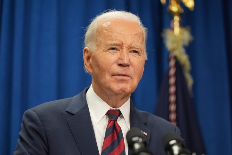 President Joe Biden speaks to the media.