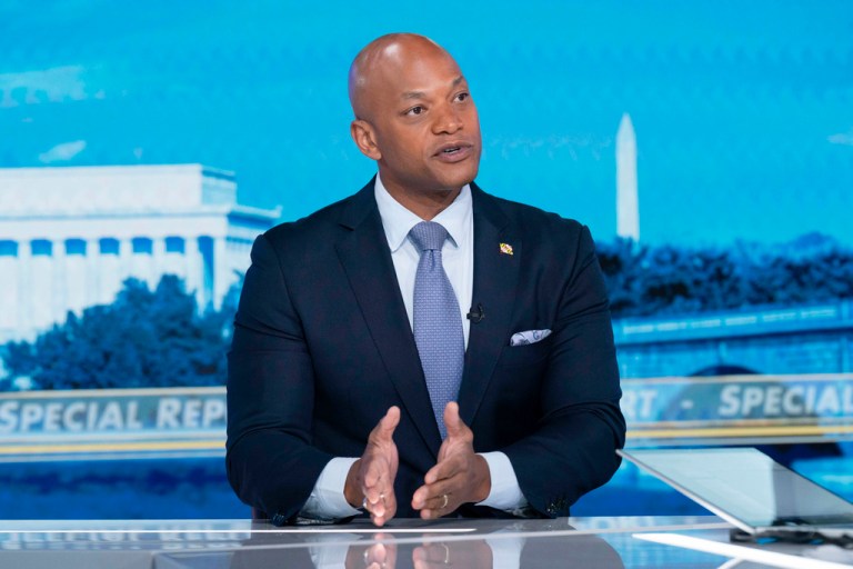 Gov. Wes Moore speaks during a taping of FOX News Channel's Special Report with Bret Baier.