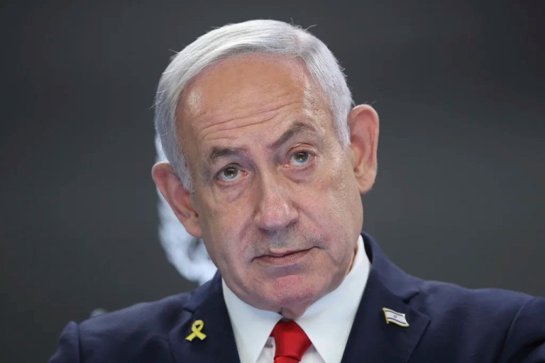 Israeli Prime Minister Benjamin Netanyahu speaks during a press conference at the Prime minister's office in Jerusalem, Sunday, Aug. 10, 2025.