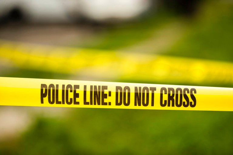 Tape cordons off the scene of a shooting in the Ogontz section of Philadelphia, Thursday, Aug. 15, 2019. (AP Photo/Matt Rourke)