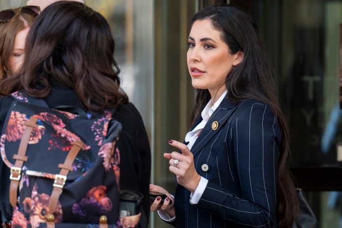 Rep. Anna Paulina Luna, R-Fla., speaks with a reporter after a meeting with President-elect Donald Trump and Republican members of Congress, Wednesday, Nov. 13, 2024, at the Grand Hyatt Hotel in Washington.