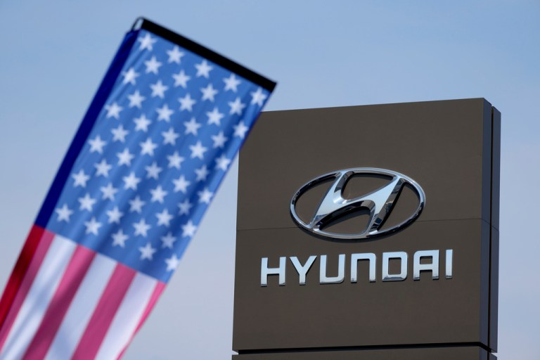 The entrance to a Hyundai auto dealer.