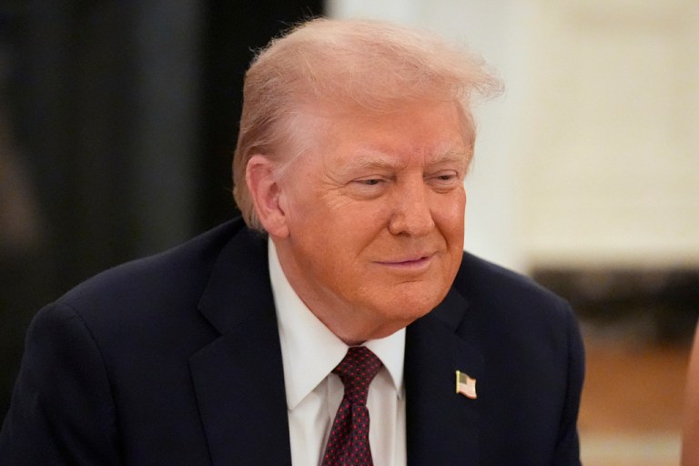 President Donald Trump speaks at a dinner in the State Dinning Room of the White House, Thursday, Sept. 4, 2025, in Washington.