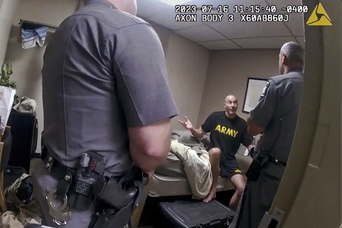 New York State Police interview Army reservist Robert Card.