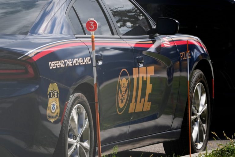 An Immigration and Customs Enforcement vehicle.