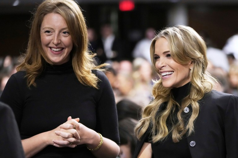 Dr. Casey Means, a wellness influencer, left, and journalist Megyn Kelly, attend a confirmation hearing for Robert F. Kennedy Jr. for the Secretary of Health and Human Services post, at the Capitol in Washington, Jan. 29, 2025.  (AP Photo/Ben Curtis, File)