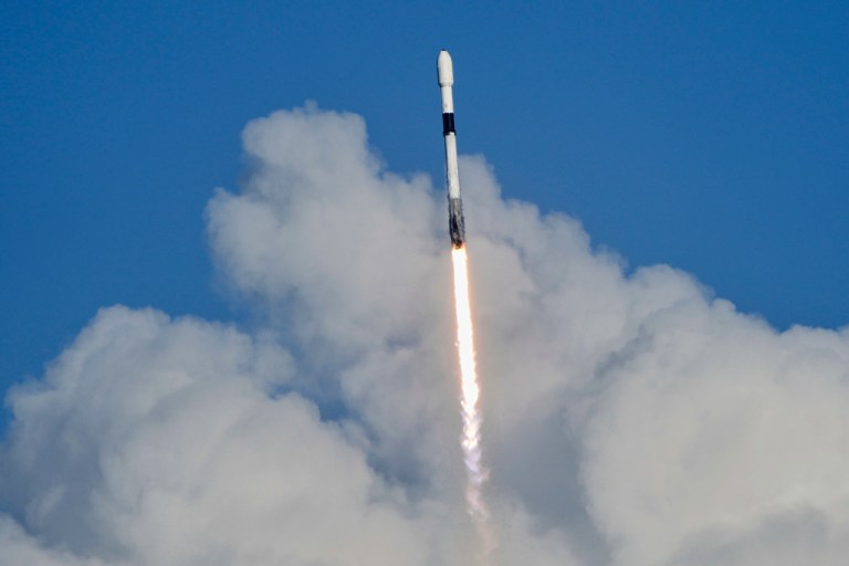 A SpaceX Falcon 9 rocket on a mission to bring supplies to the International Space Station lifts off from complex 40 at the Cape Canaveral Space Force Station in Cape Canaveral, Fla., Sunday, Sept. 14, 2025. (AP Photo/John Raoux)