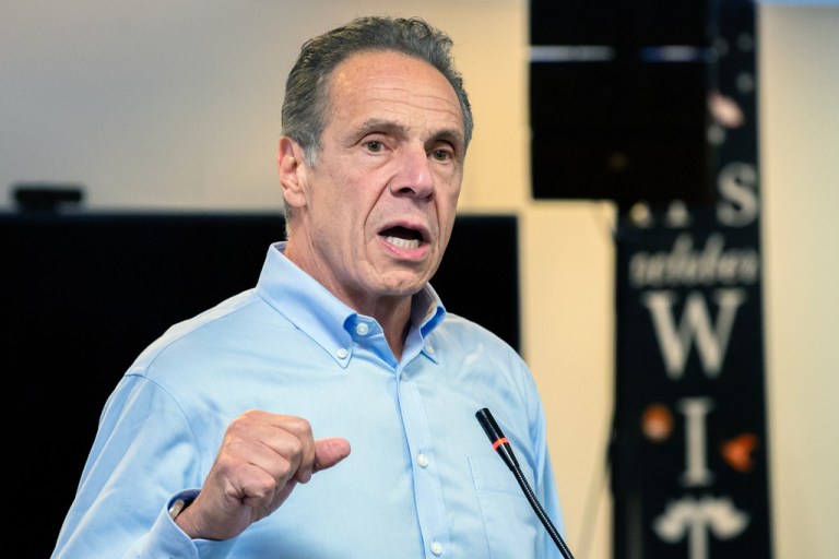Cuomo speaks at a senior center in the Bronx
