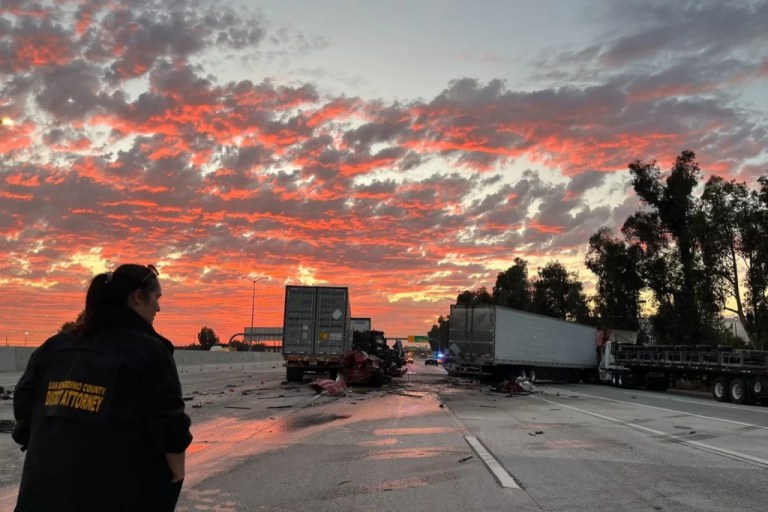 Officials process scene of deadly crash in Ontario, California.