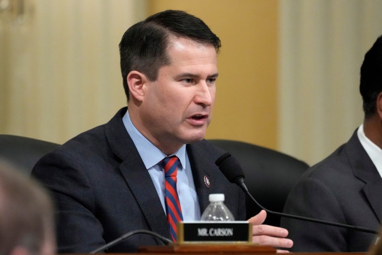 Rep. Seth Moulton, D-Mass., questions witnesses during a hearing of a special House committee dedicated to countering China, on Capitol Hill, Tuesday, Feb. 28, 2023, in Washington.