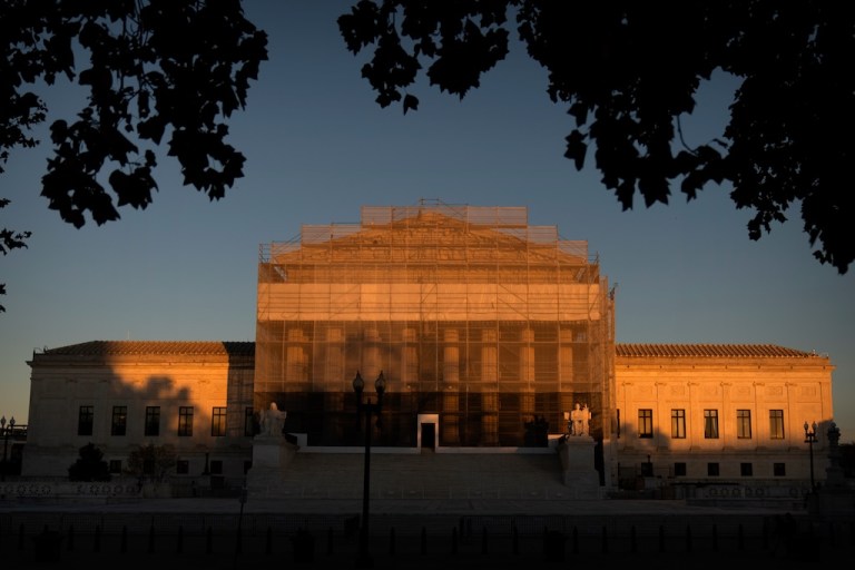 The Supreme Court building is photographed near sunset Tuesday, Nov. 4, 2025, in Washington. (AP Photo/Mark Schiefelbein)