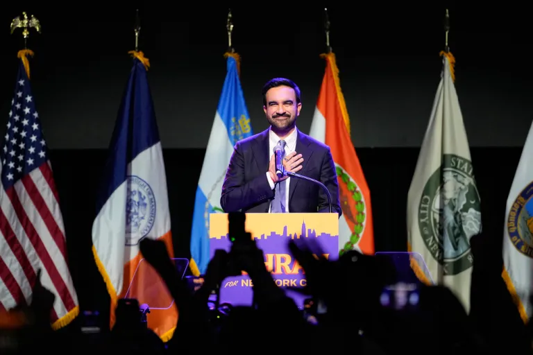 Zohran Mamdani speaks after winning the mayoral election