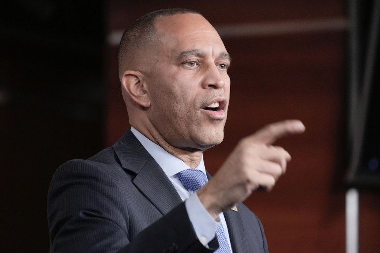 House Minority Leader Hakeem Jeffries (D-NY) speaks during a news conference.