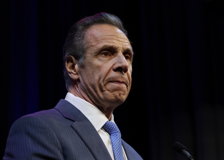Former New York Gov. Andrew Cuomo speaks.