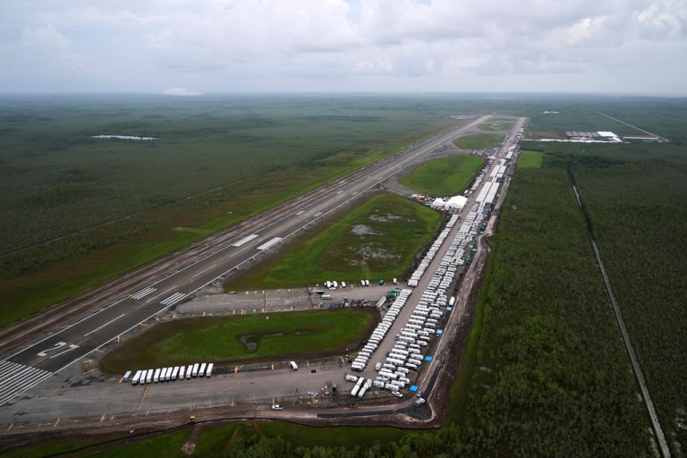 Work progresses on a new migrant detention facility dubbed 