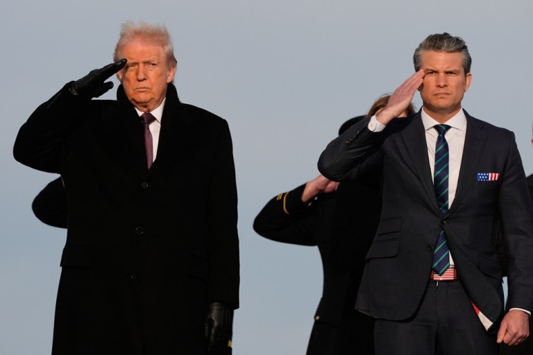 President Donald Trump and War Secretary Pete Hegseth.