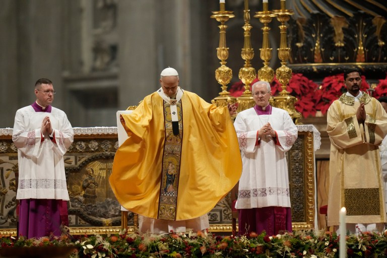 Pope Leo XIV celebrates the Christmas Eve Mass.