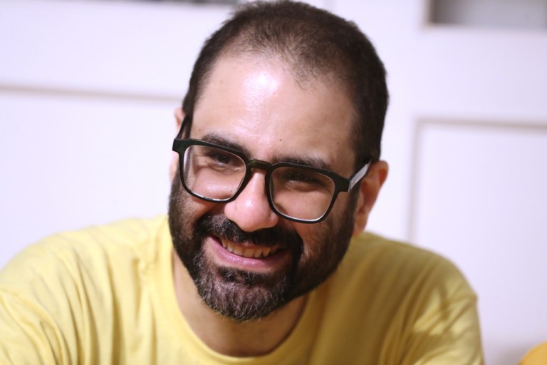 Alaa Abd el-Fattah speaks at his home in Cairo