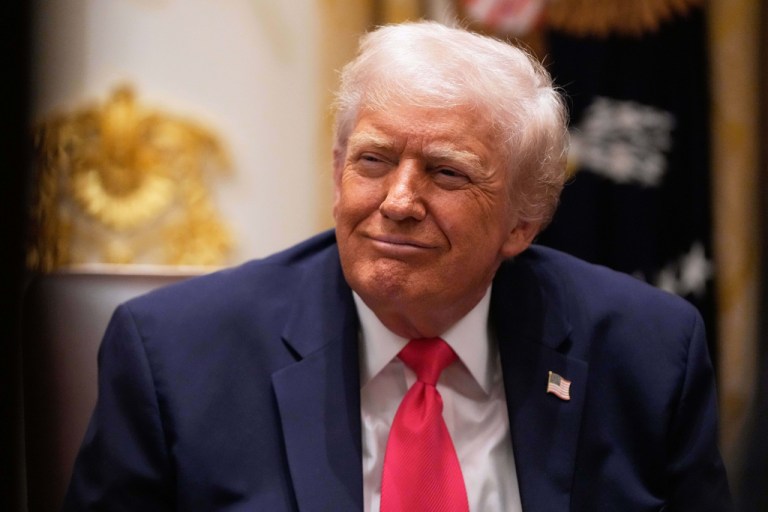 President Donald Trump listens during a Cabinet meeting at the White House.