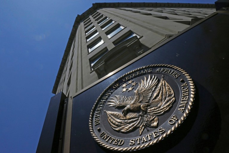 The seal is seen at the Department of Veterans Affairs building.