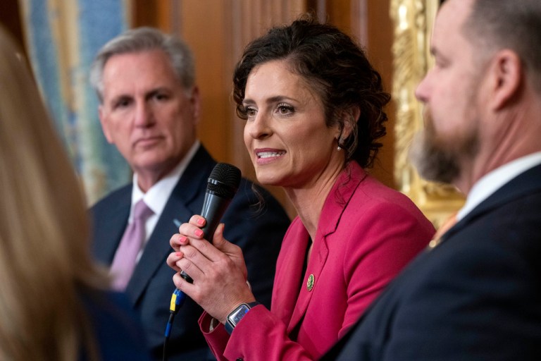 FILE - Rep. Julia Letlow, R-La., speaks, March 1, 2023, on Capitol Hill in Washington
