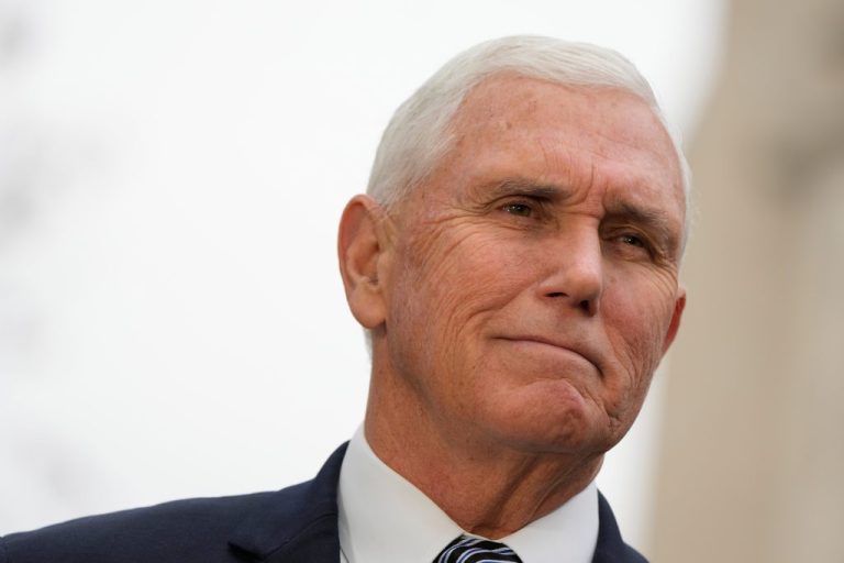 Former Vice President Mike Pence, waits outside the funeral services for former Vice President Dick Cheney at the Washington National Cathedral, Thursday, Nov. 20, 2025, in Washington.