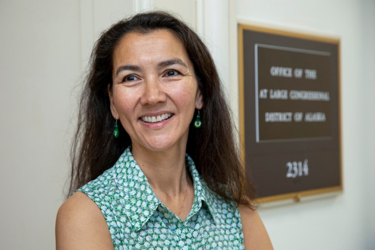 Rep.-elect Mary Peltola (D-AK) smiles during an interview on Capitol Hill.