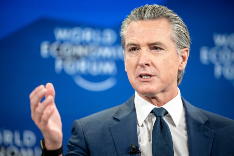 Gov. Gavin Newsom (D-CA) speaking at the World Economic Forum.