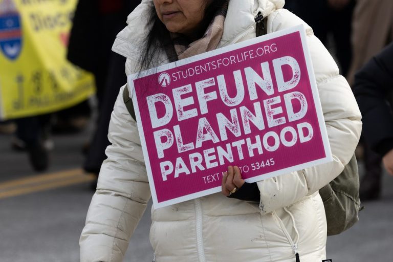 Antiabortion activists march near the Capitol during the annual March for Life rally.