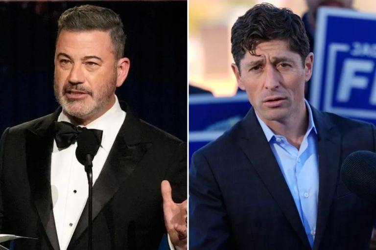 A collage of late-night host Jimmy Kimmel and Minneapolis Mayor Jacob Frey.