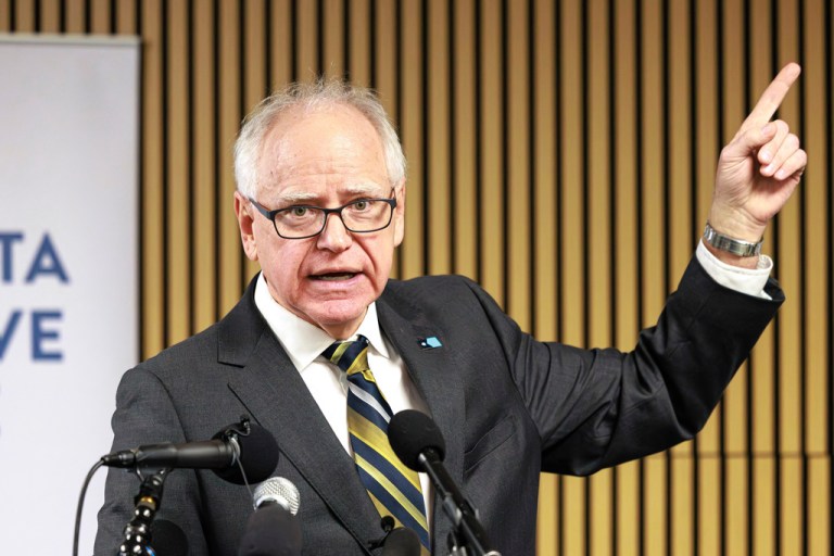Gov. Tim Walz (D-MN) speaks during a press conference.