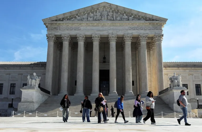 The Supreme Court is photographed, Friday, Feb. 27, 2026, in Washington. (AP Photo/Rahmat Gul)