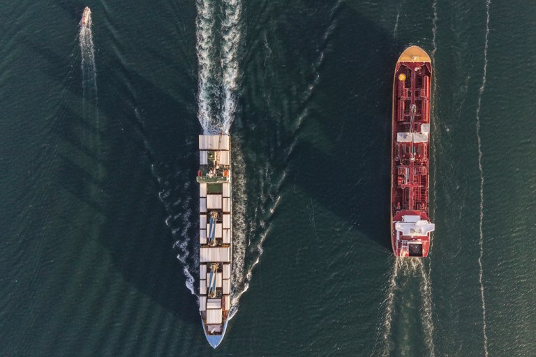 Ships in the Panama Canal.