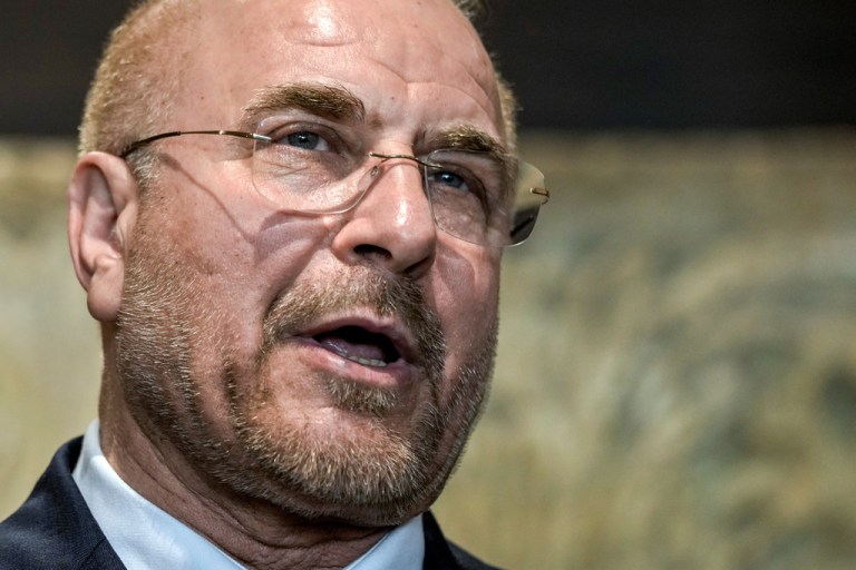 Close-up of Iran's parliament speaker Mohammad Baqer Qalibaf