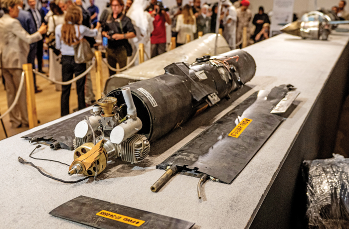 Pieces of missiles and drones recovered after attacks by Iran