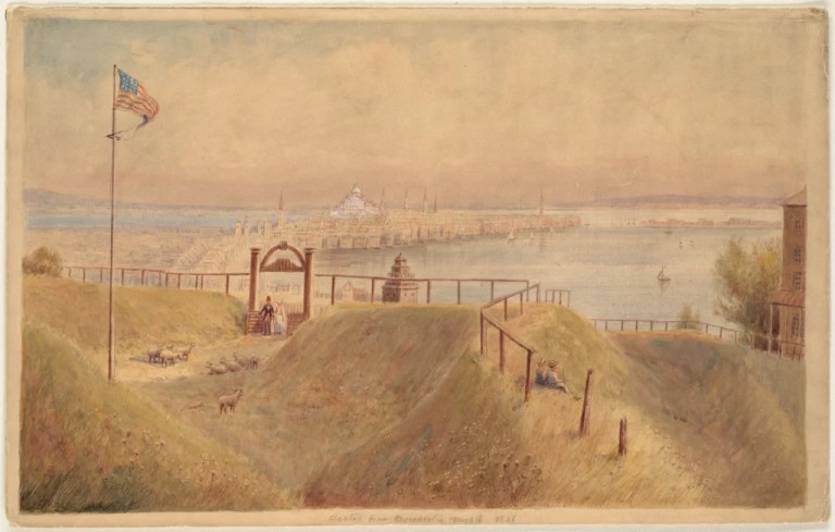 Depiction of the retreat of Dorchester Heights