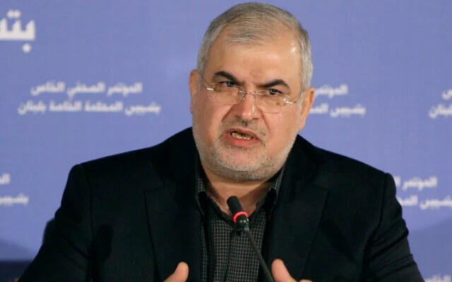 File: The head of Hezbollah's parliamentary bloc Mohammad Raad speaks during a press conference at the Parliament in Beirut, Lebanon, December 8, 2010. (AP Photo/Bilal Hussein)