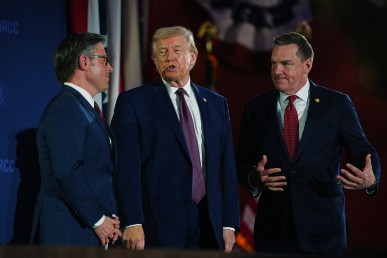 EXCLUSIVE — President Donald Trump's team is actively discussing requesting Congressional reauthorization for the war in Iran, a senior White House official tells the Washington Examiner. (AP Photo/Julia Demaree Nikhinson)